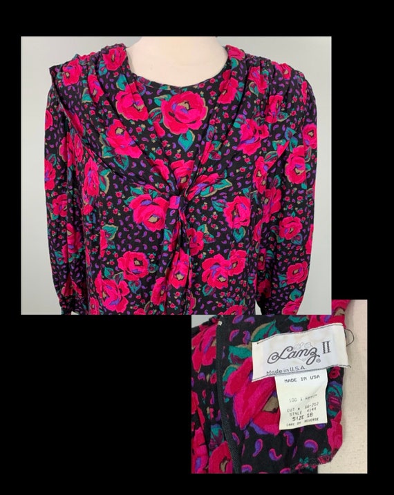 Black and Hot Pink Drop Waist Floral Dress by Lan… - image 9