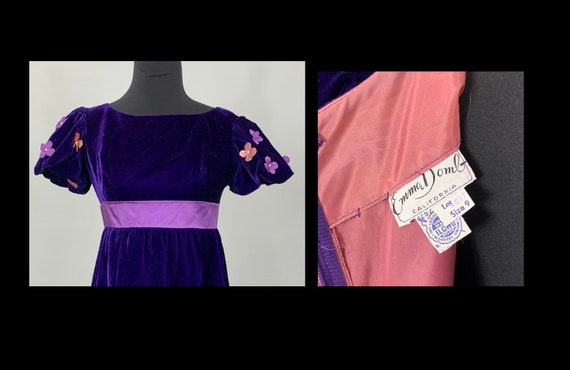 1960s Emma Domb Solid Purple Velvet Short Sleeve … - image 10