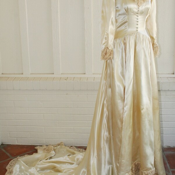 HOLD for Mel - The Roosevelt Bride - Beautiful Satin 1920's Liquid Satin Wedding Gown
