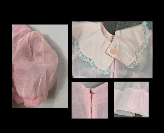 1940s Pink Sheer Girl's Dress - Girl’s Size 6/6X … - image 8