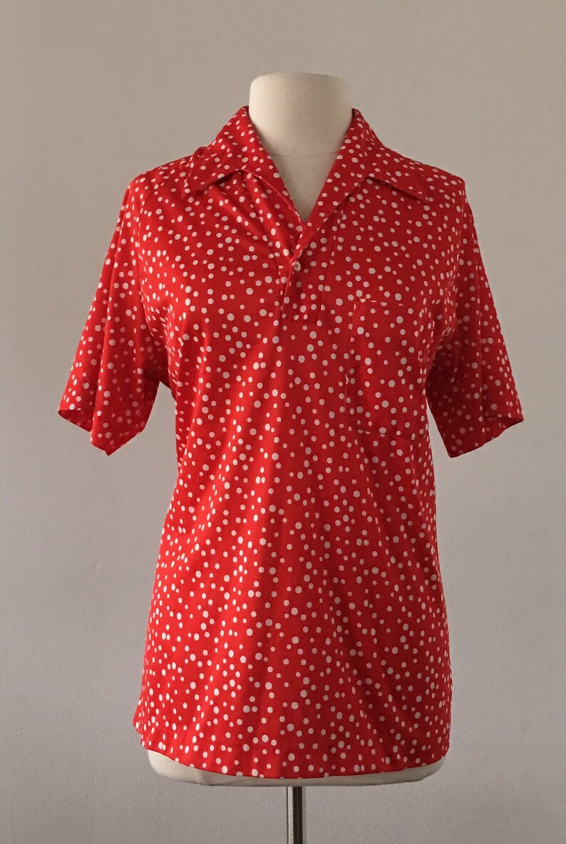 Red And White Polka Dot Top Plus Size Vintage Collared Etsy