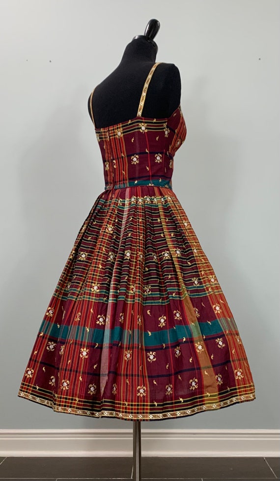 1950s Red and Green Plaid  Fit and Flare Dress by… - image 7