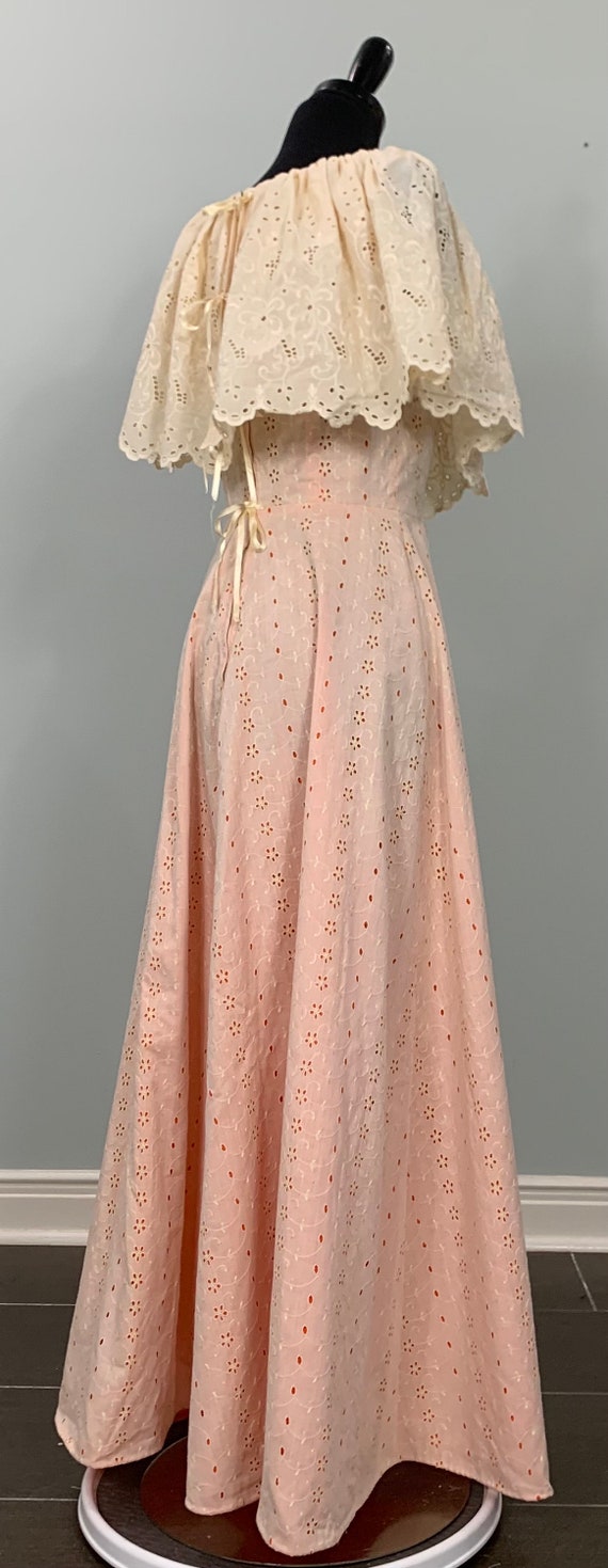 Beige and Orange Embroidered Eyelet A-Line Maxi -… - image 6