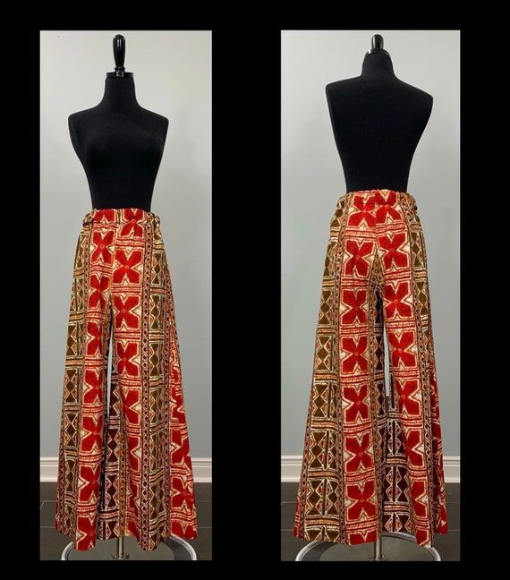 Red Hawaiian Print Palazzo Pants by Patio II - Si… - image 8