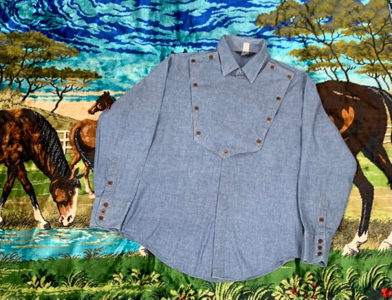 Chambray Western Bib Cowboy Shirt by Levi's - Men… - image 1