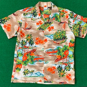 Colorful Hawaiian Style Shirt with Butterfly Collar by Kmart - Men&#39;s L/XL - 70s Hawaiian Resort Shirt