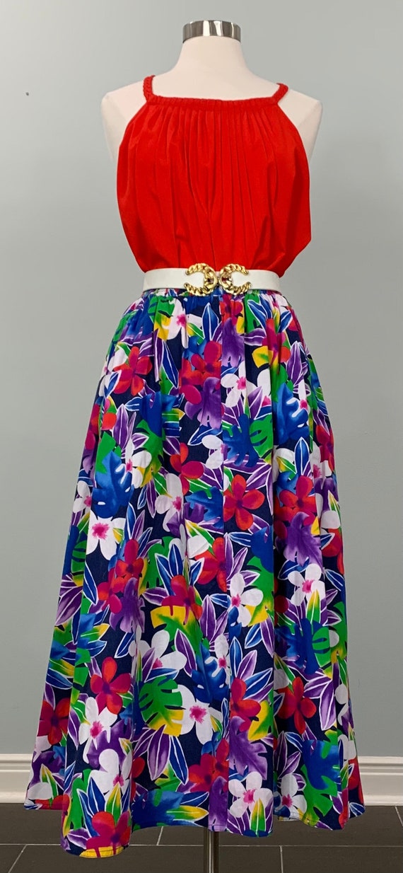 1980s Liz Sport Multicolor Floral Casual Skirt - S