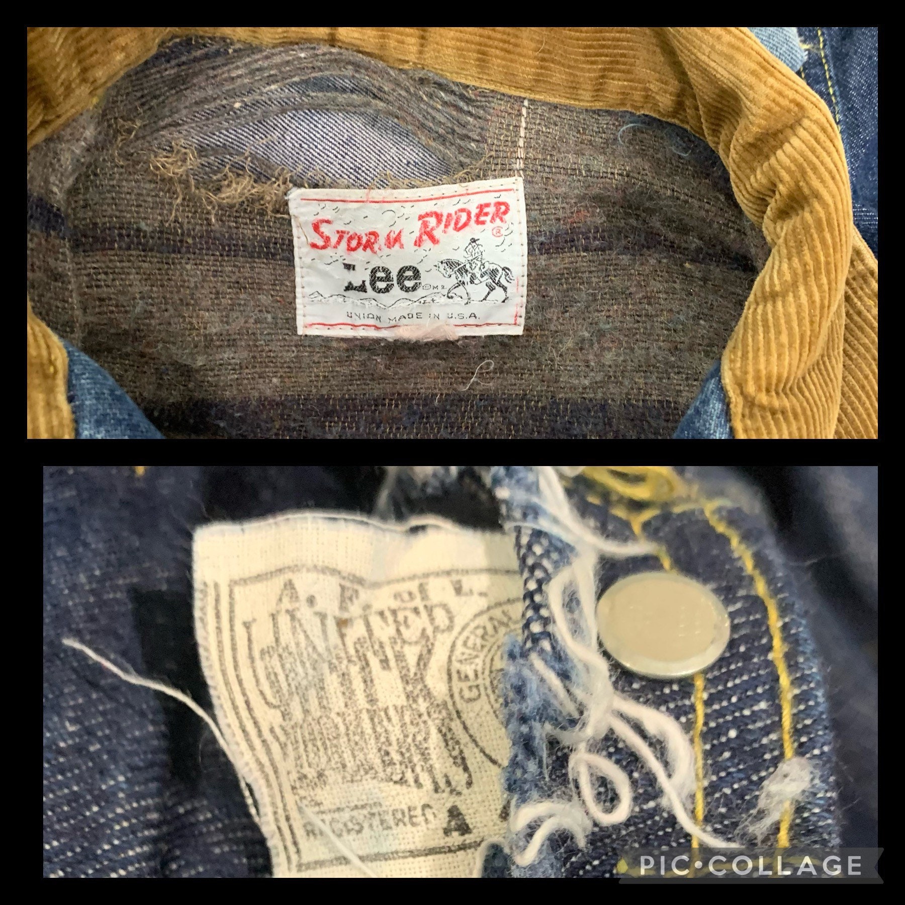 1970s Lee Storm Rider Dark Blue Denim Jacket With Brown - Etsy