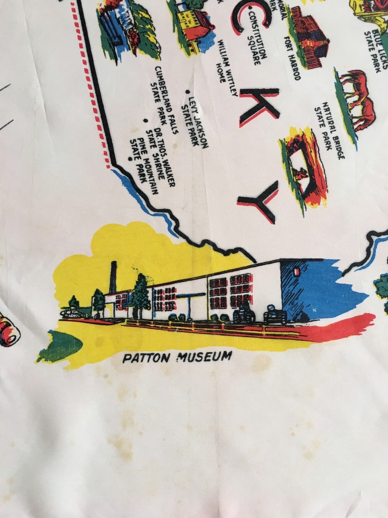 Vintage Kentucky Travel Scarf Souvenir Tourist 3rd Armored Division Fort Knox Patton Museum Lincoln Ky My Old Kentucky Home Art Collectibles Memorabilia Colonialgolfhart Com