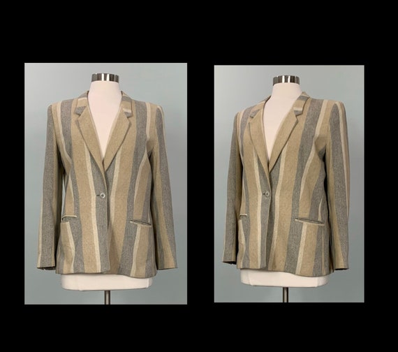 Beige and Gray Striped Blazer by SIR for Her - Si… - image 10