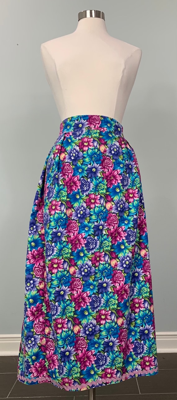 Blue and Purple Floral Skirt - Size 10/12 - Blue M