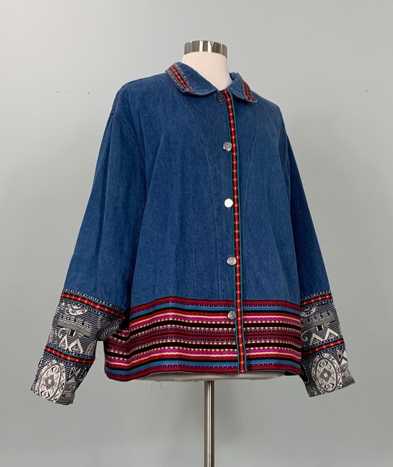 Blue Jean Jacket with Tapestry by Coldwater Creek 