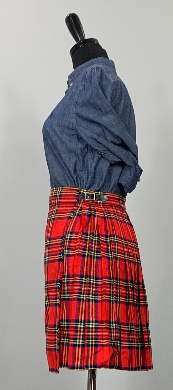 Blue plaid pleated mini skirt sale