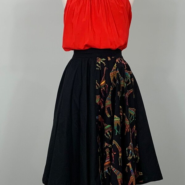1950s Giraffe Novelty Print Apron Skirt | O/S