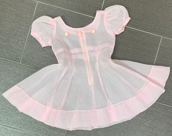 1940s Pink Sheer Girl's Dress - Girl’s Size 6/6X … - image 5