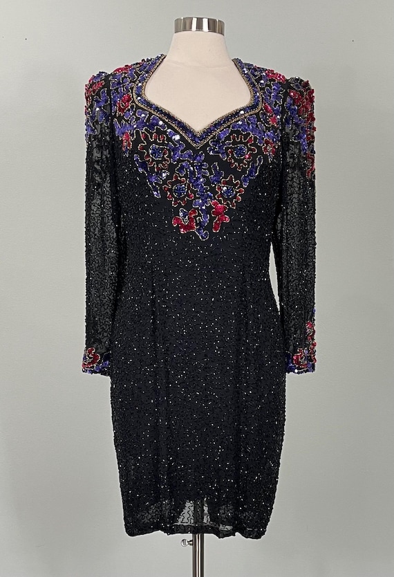 oleg cassini black tie beaded dress OLEG CASSINI 'Black Tie' Beaded Gown Size 6