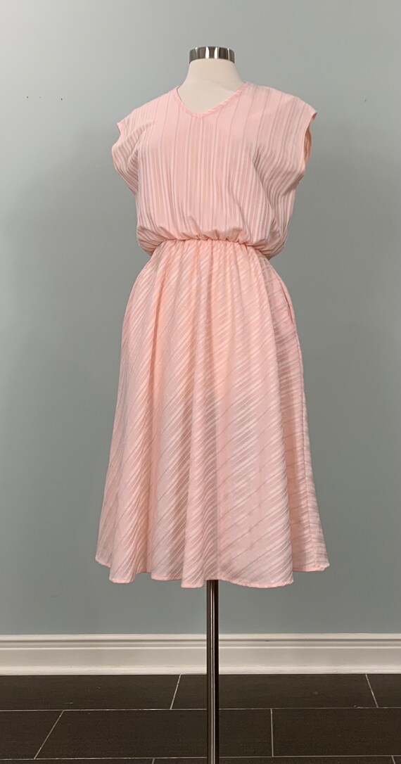 Pink Cap Sleeve Striped Secretary Dress by Lynn D… - image 3