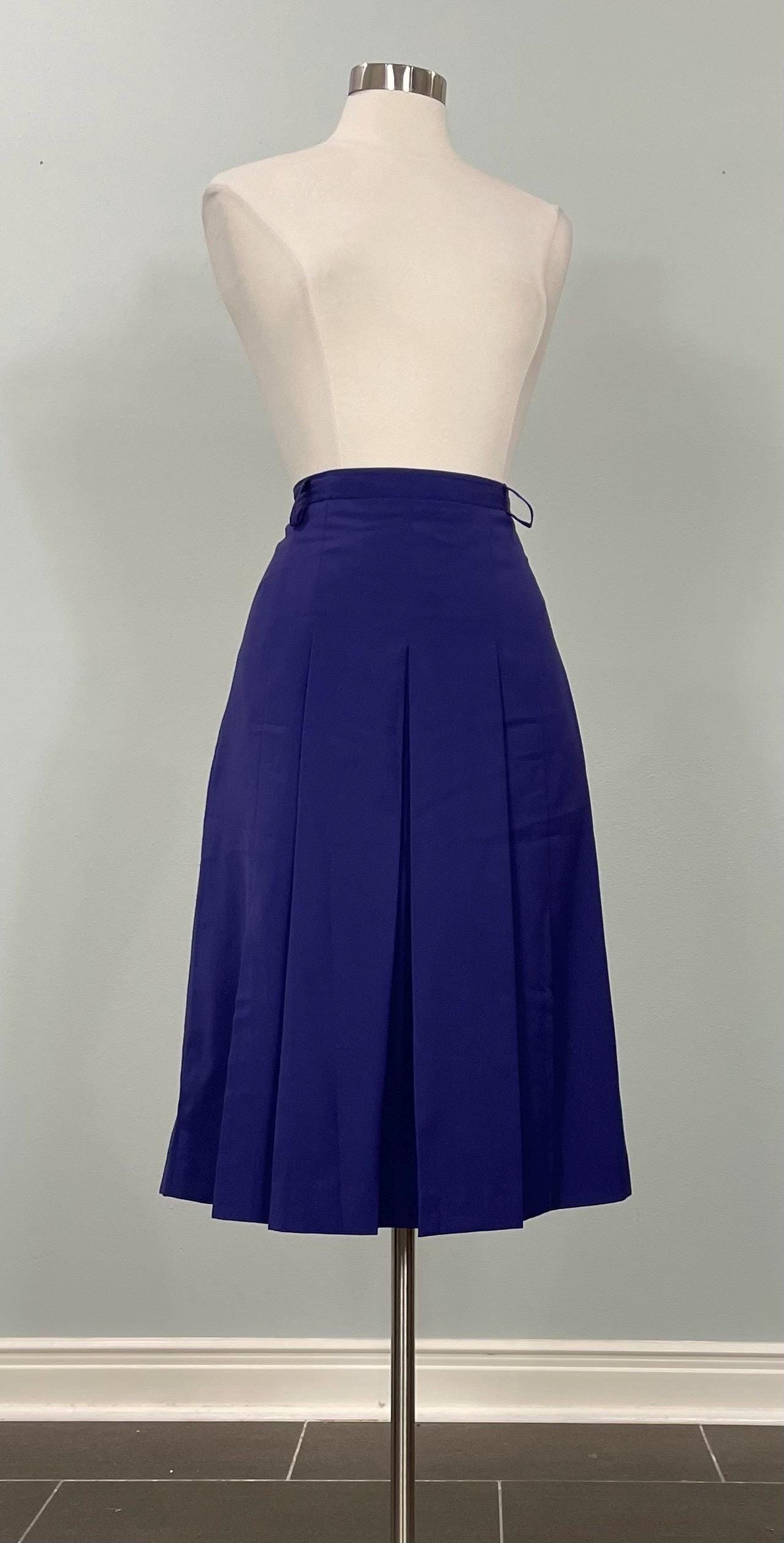ミ*ョ様 8YARDS 8YDS-24066_BPW Box Pleated Classic Purple Box Pleated Flat Front Skirt by Bardehle - Size 8