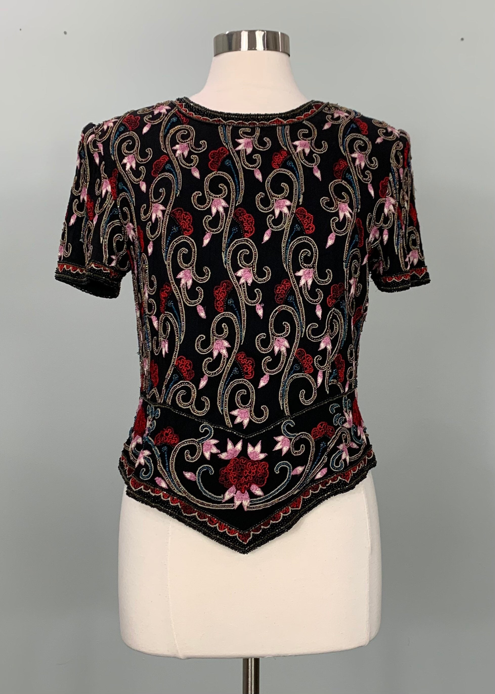 Papell boutique evening beaded top hot sale