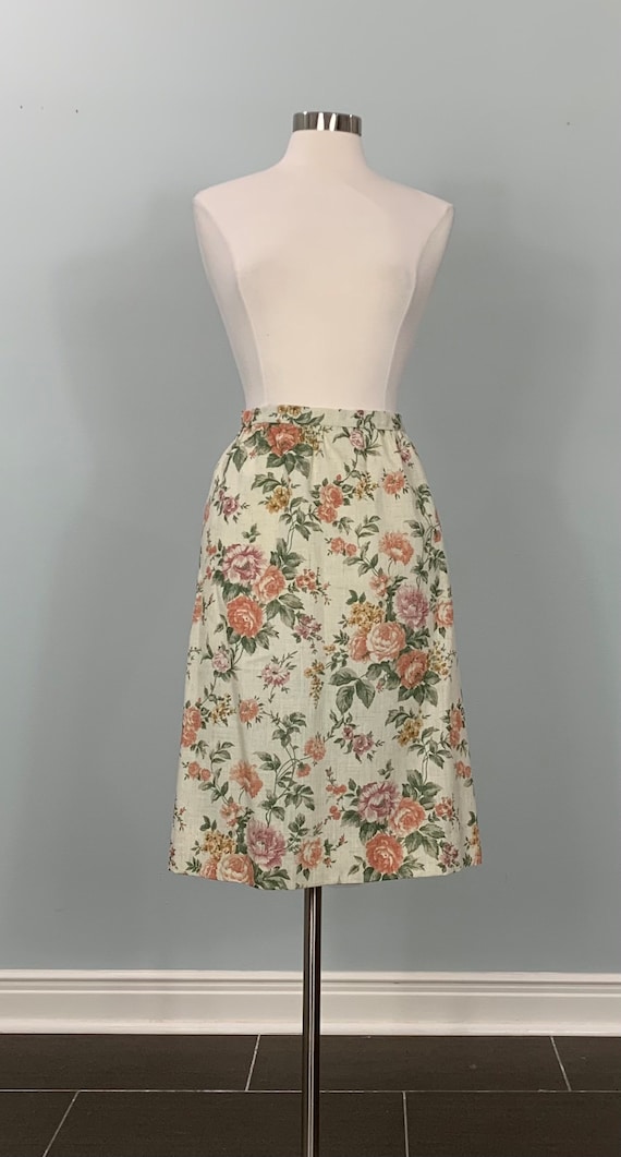 Beige and Green Floral Plus Size Short Skirt - Siz