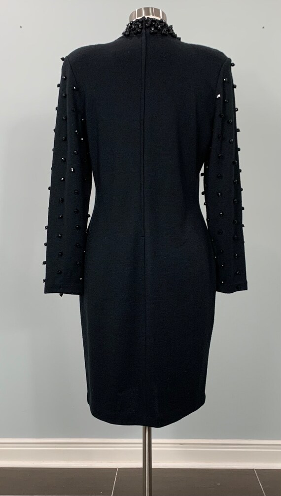 Black Beaded Fitted Knit Cocktail Dress by Outlan… - image 6