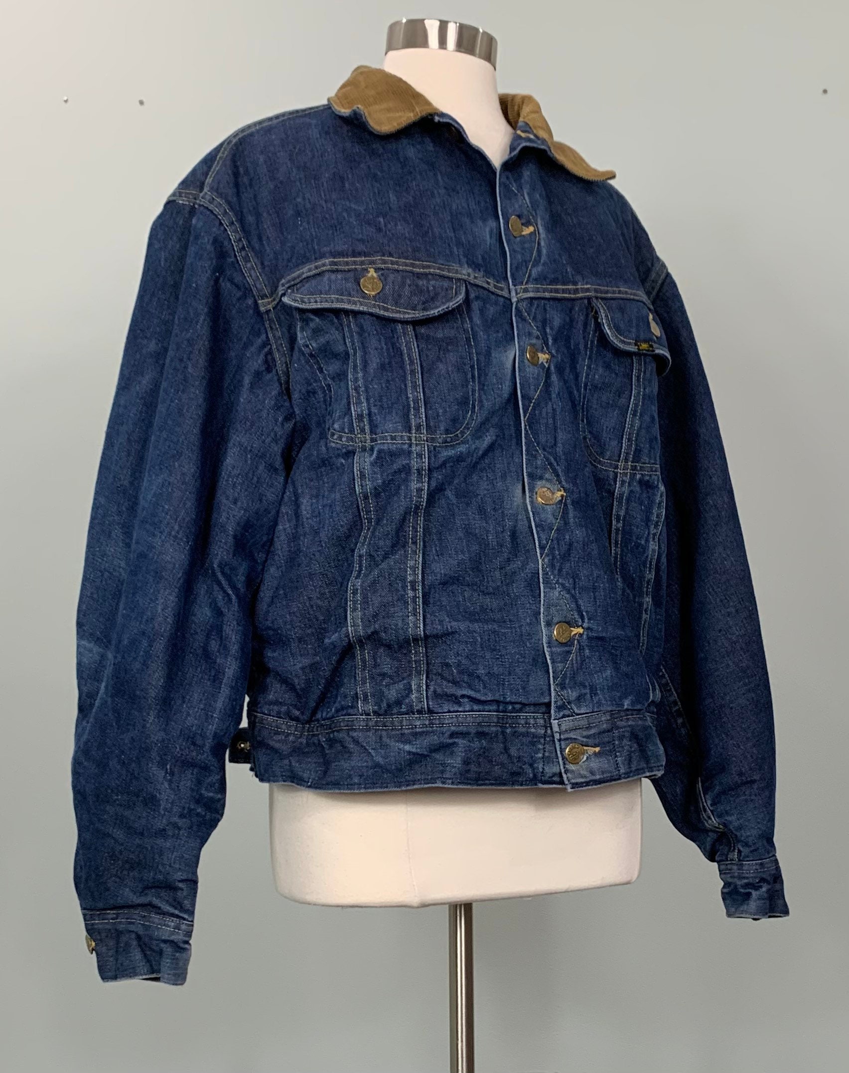 1970s Lee Storm Rider Dark Blue Denim Jacket With Brown - Etsy