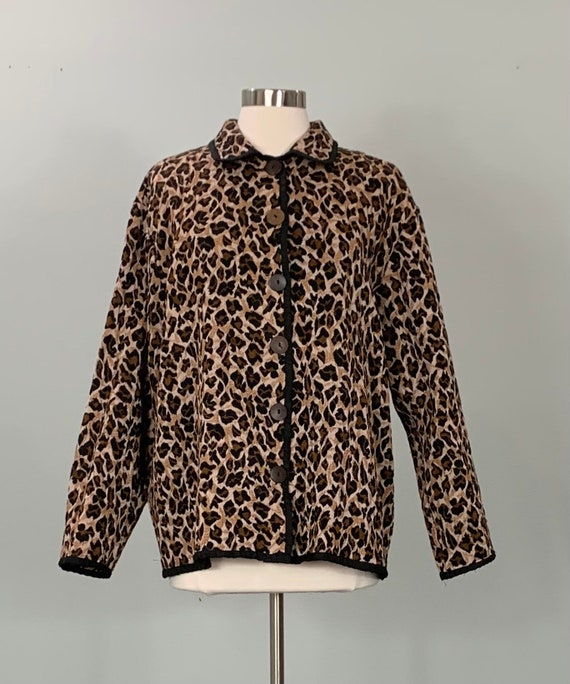 Brown and Black Leopard Tapestry Plus Size Jacket 