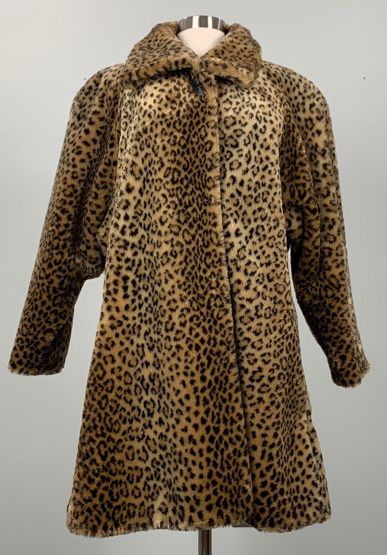 faux leopard swing coat