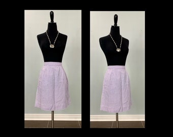 1970s Purple and White Gingham Mini Skirt - Size 2/4 - 70s Purple and White Check A-line Mini Skirt - Preppy 70s Spring Purple Gingham Mini