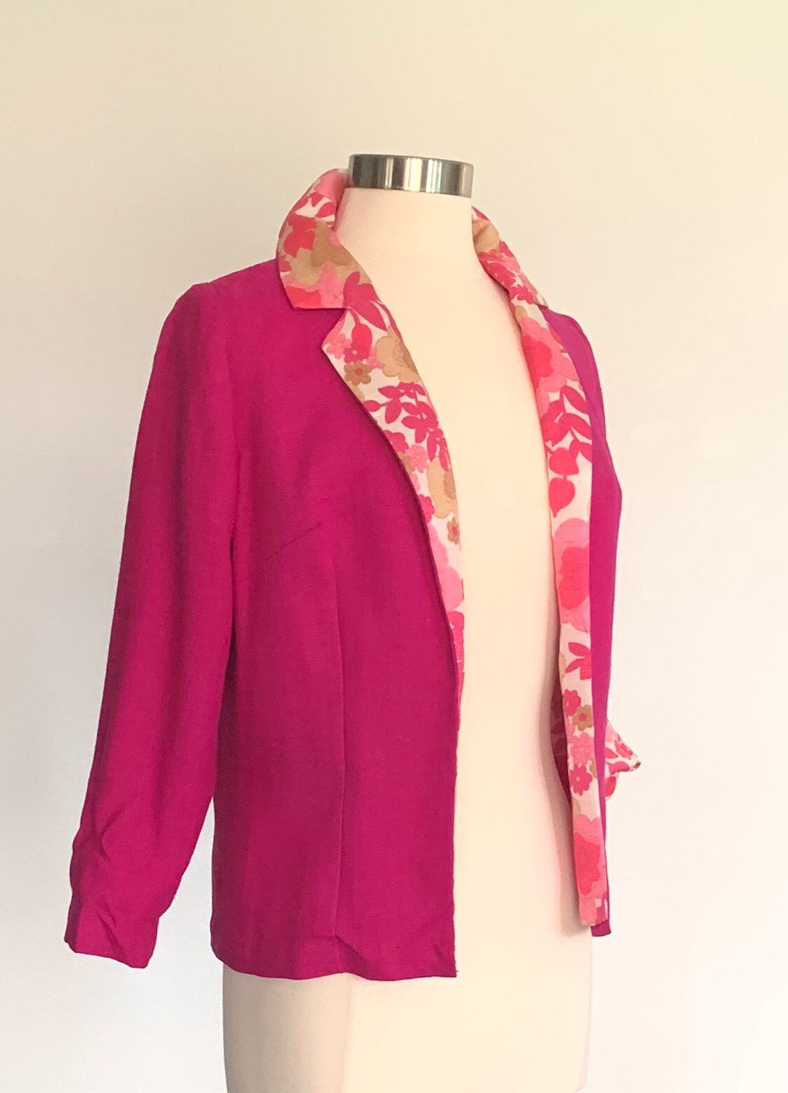 Hot Pink Short Waisted Jacket Floral 