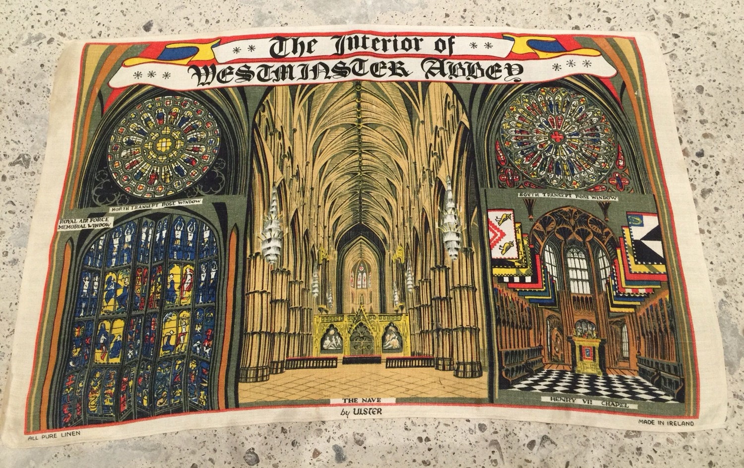 Westminster Abbey Travel Souvenir Pure Linen Cloth Vintage Etsy