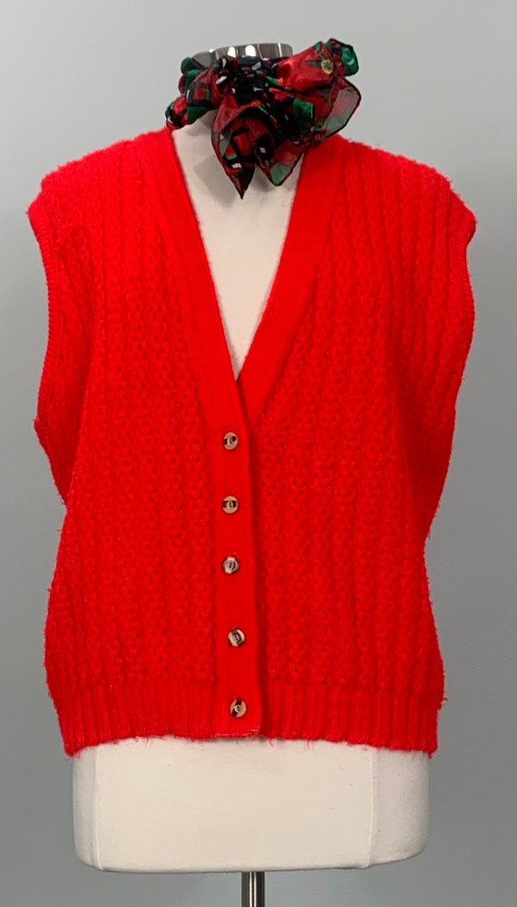 Red Sweater Vest Styled by Rose - Size 14/16 - 70s