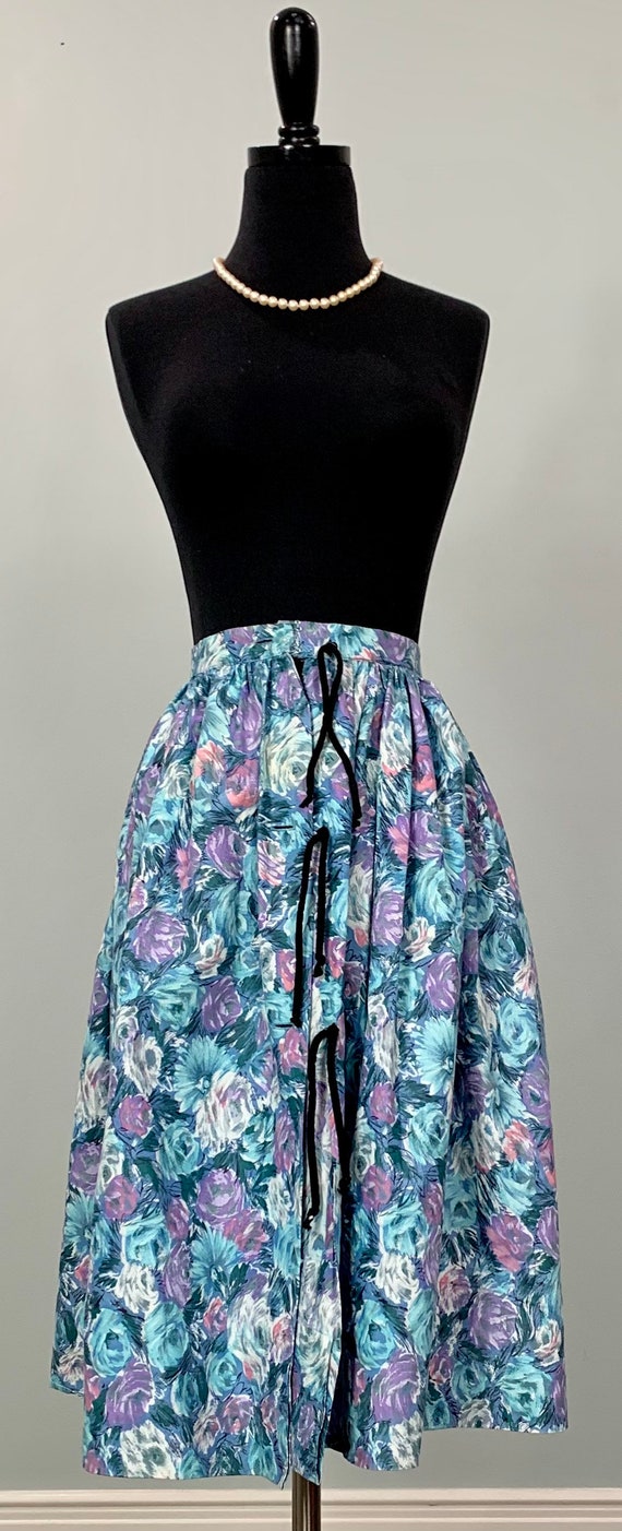 Blue and Purple Floral Circle Skirt - Size 00 - 5… - image 2