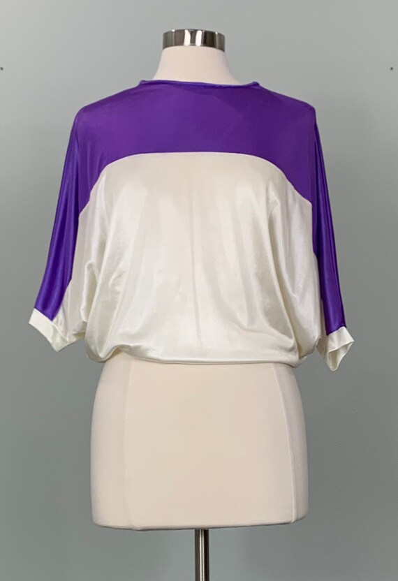 White and Purple Colorblock Disco Crop Top - Size 