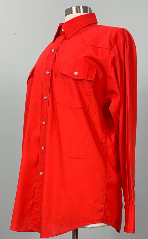 1970s Red Pearl Snap Western Shirt by Malco Modes 