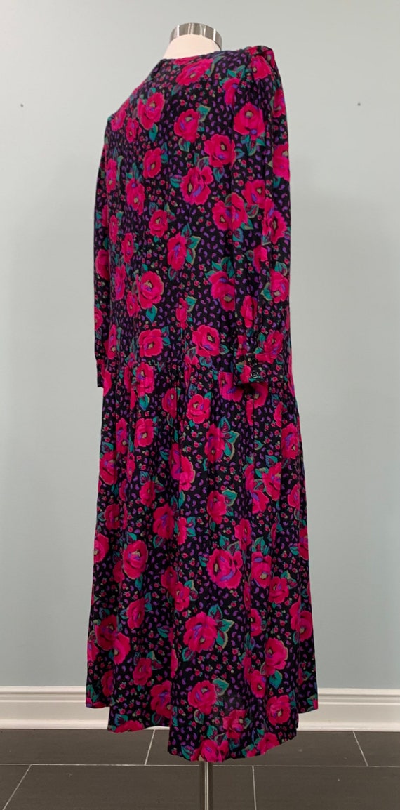 Black and Hot Pink Drop Waist Floral Dress by Lan… - image 7