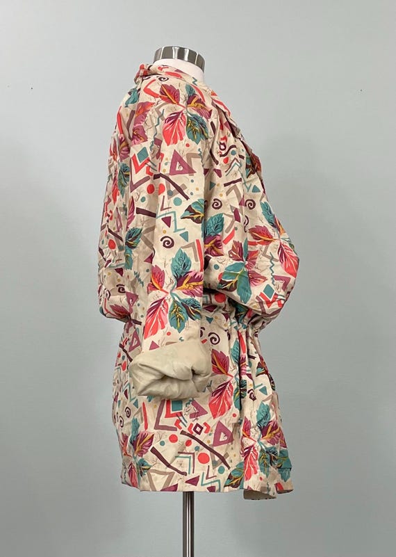 Silk Fall Foliage Abstract Drawstring Windbreaker… - image 5