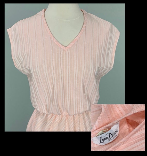 Pink Cap Sleeve Striped Secretary Dress by Lynn D… - image 10