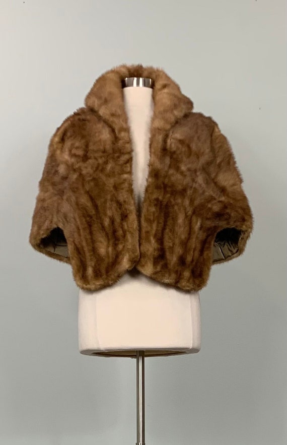 1960s Macy's Light Brown Mink Stole - Up to Size 6