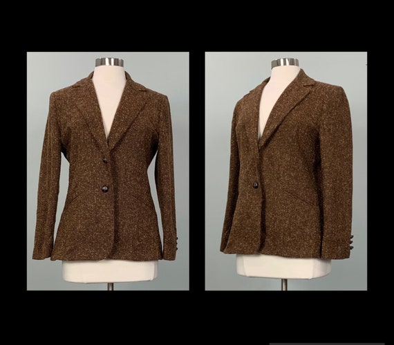 Fashions Brown Tweed Fitted Blazer Size 
