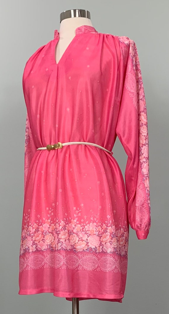 Hot Pink Long Sleeve Floral Casual Mini Dress by … - image 3