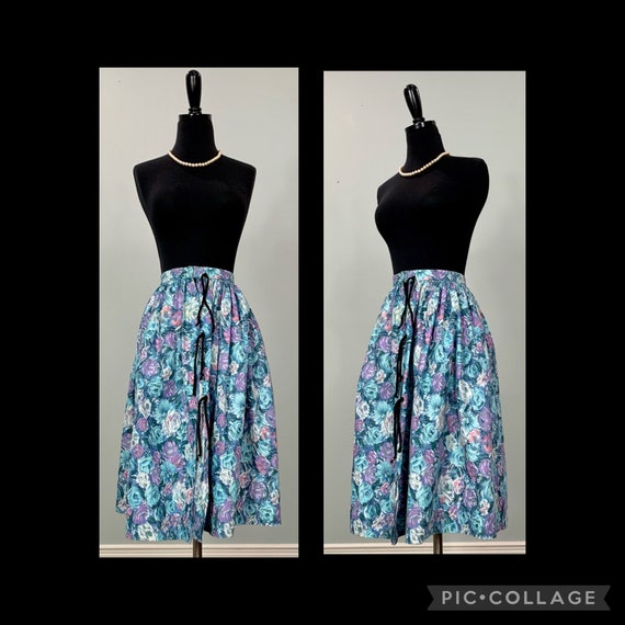 Blue and Purple Floral Circle Skirt - Size 00 - 5… - image 10