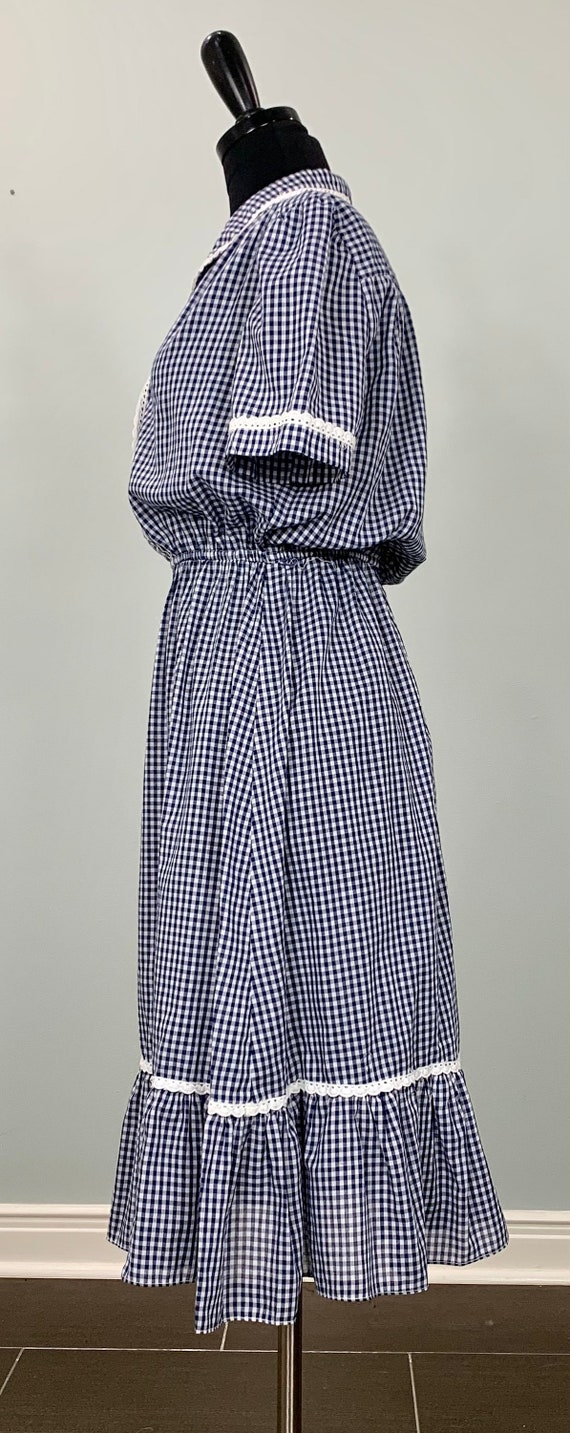 Blue and White Gingham Fit and Flare Dress - Size… - image 4