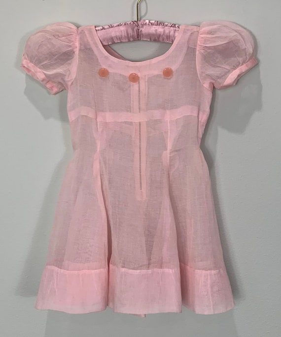 1940s Pink Sheer Girl's Dress - Girl’s Size 6/6X … - image 6