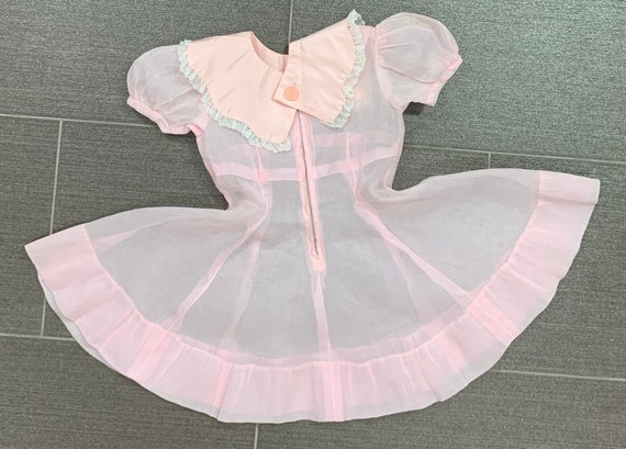1940s Pink Sheer Girl's Dress - Girl’s Size 6/6X … - image 2