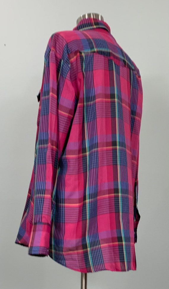 Vintage Karman Pink Plaid Western Shirt -  Pink P… - image 3