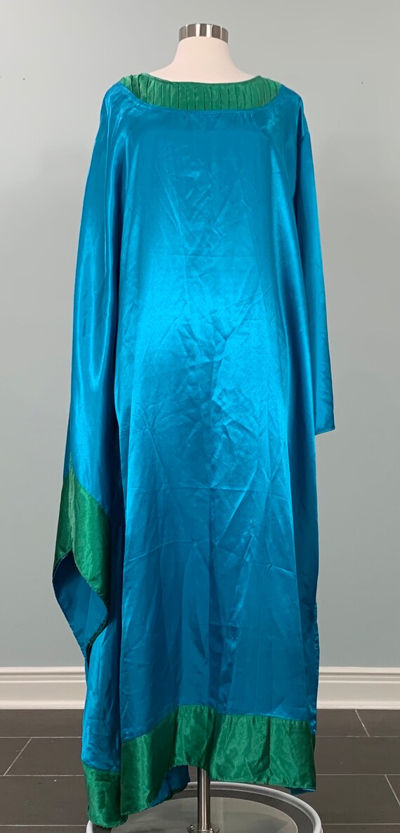 Blue and Green Kaftan with Pleated Neckline - OSF… - image 2