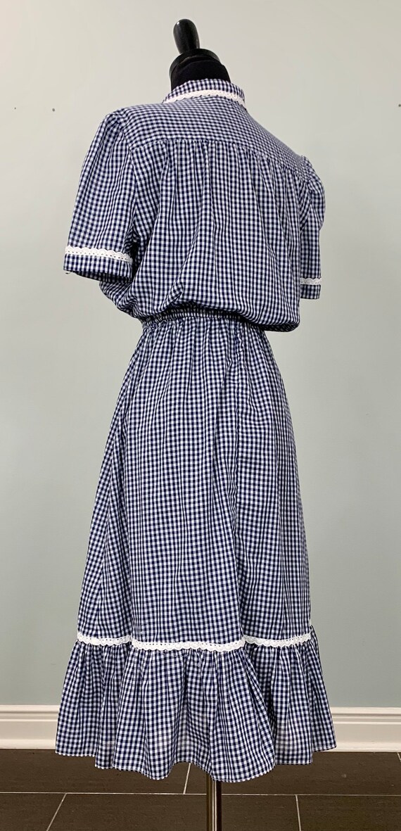 Blue and White Gingham Fit and Flare Dress - Size… - image 6