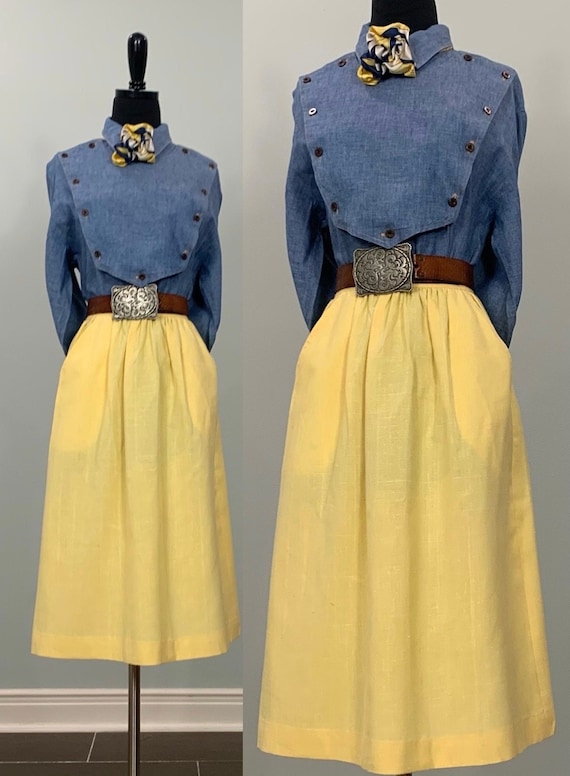 Yellow Midi Fitted Skirt - Size 00/0 - 70s Classic