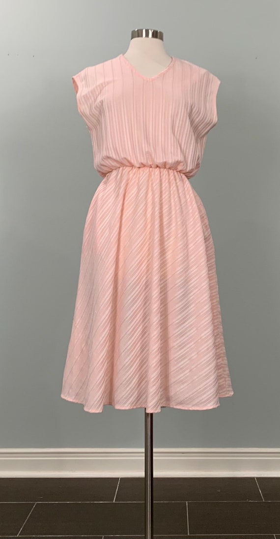 Pink Cap Sleeve Striped Secretary Dress by Lynn D… - image 2